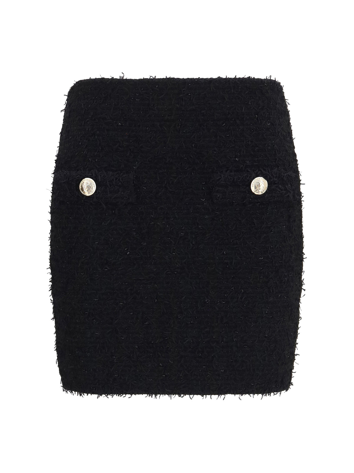 Balmain Tweed Mini Skirt with logo buttons - Noir