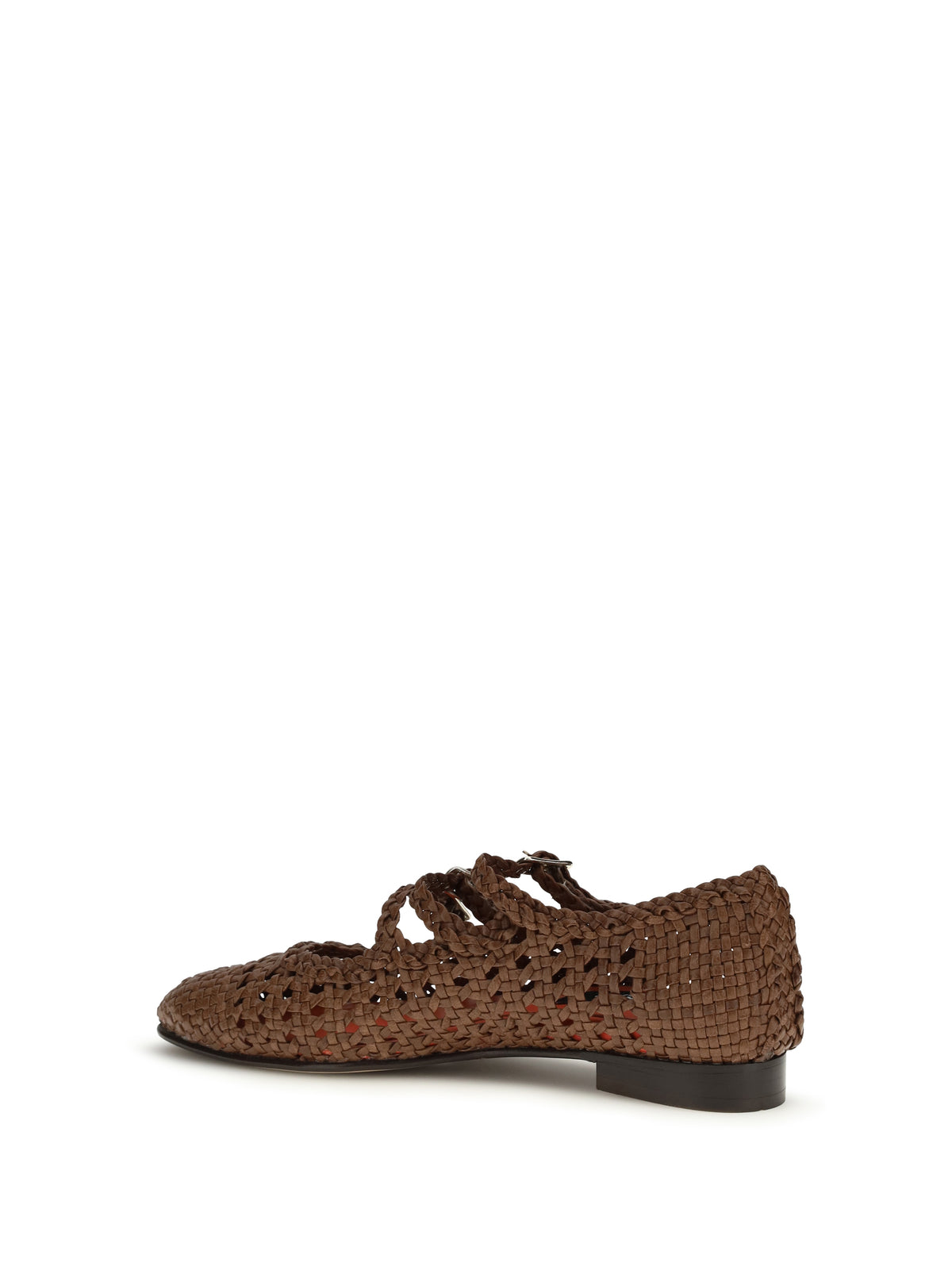 Carel Paris Woven leathe Mary Jane Ballerinas - Cognac