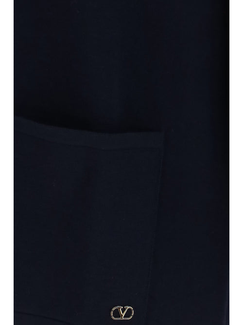 Valentino Wool Cardigan with VLogo - Navy