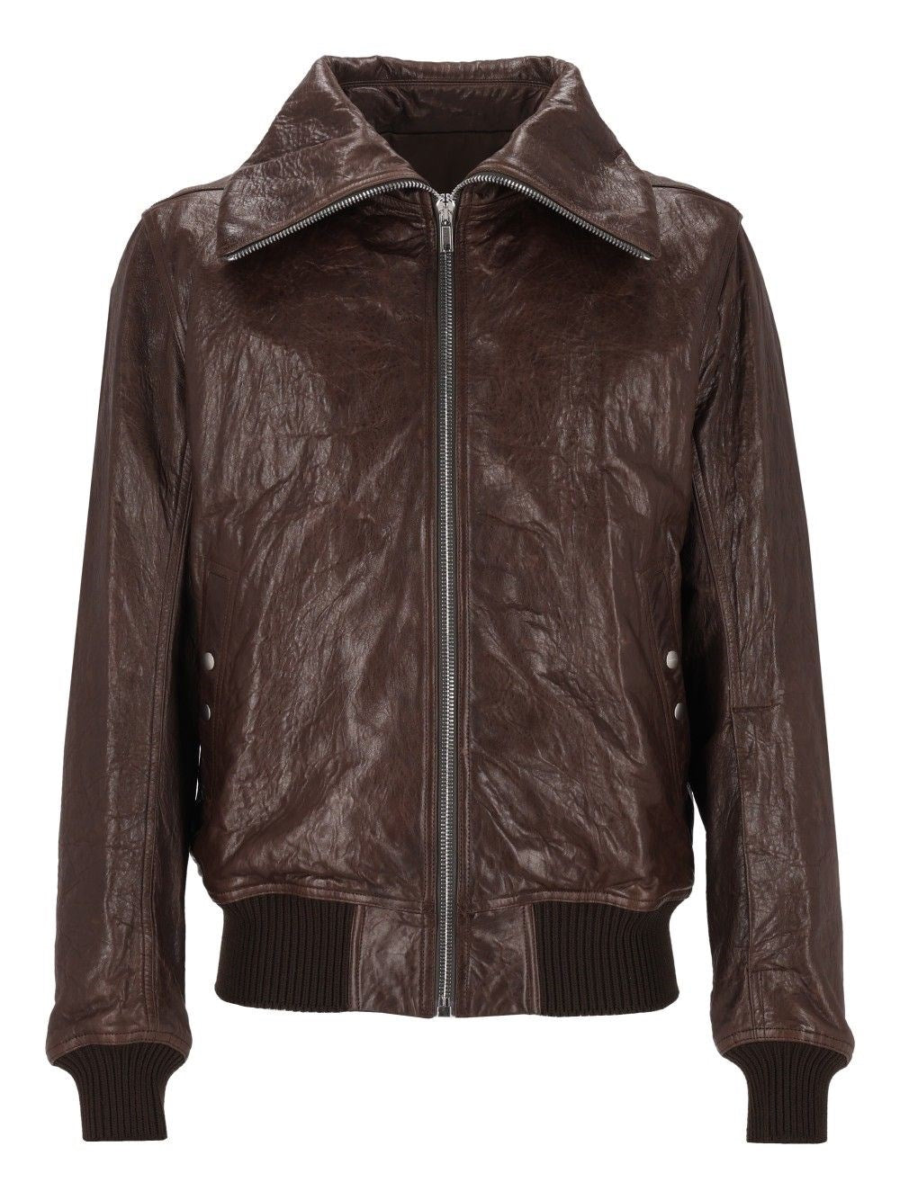Rick Owens Dracuflight Leather Blouson Jacket - Brown