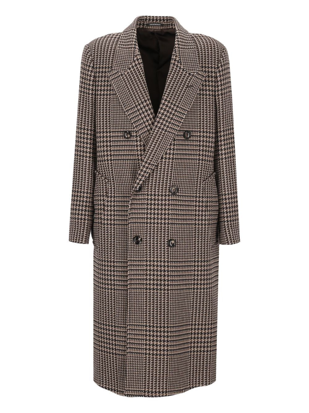 Emporio Armani Double-Breasted Prince Of Wales Coat - Grey