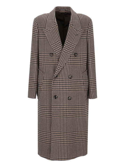 Emporio Armani Double-Breasted Prince Of Wales Coat - Grey