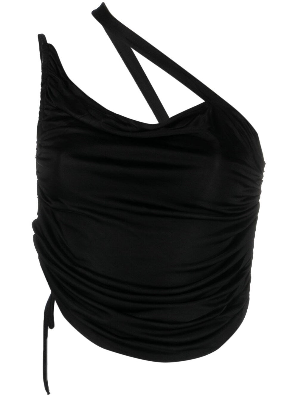 Andreādamo One-Shoulder Crop Top - Black