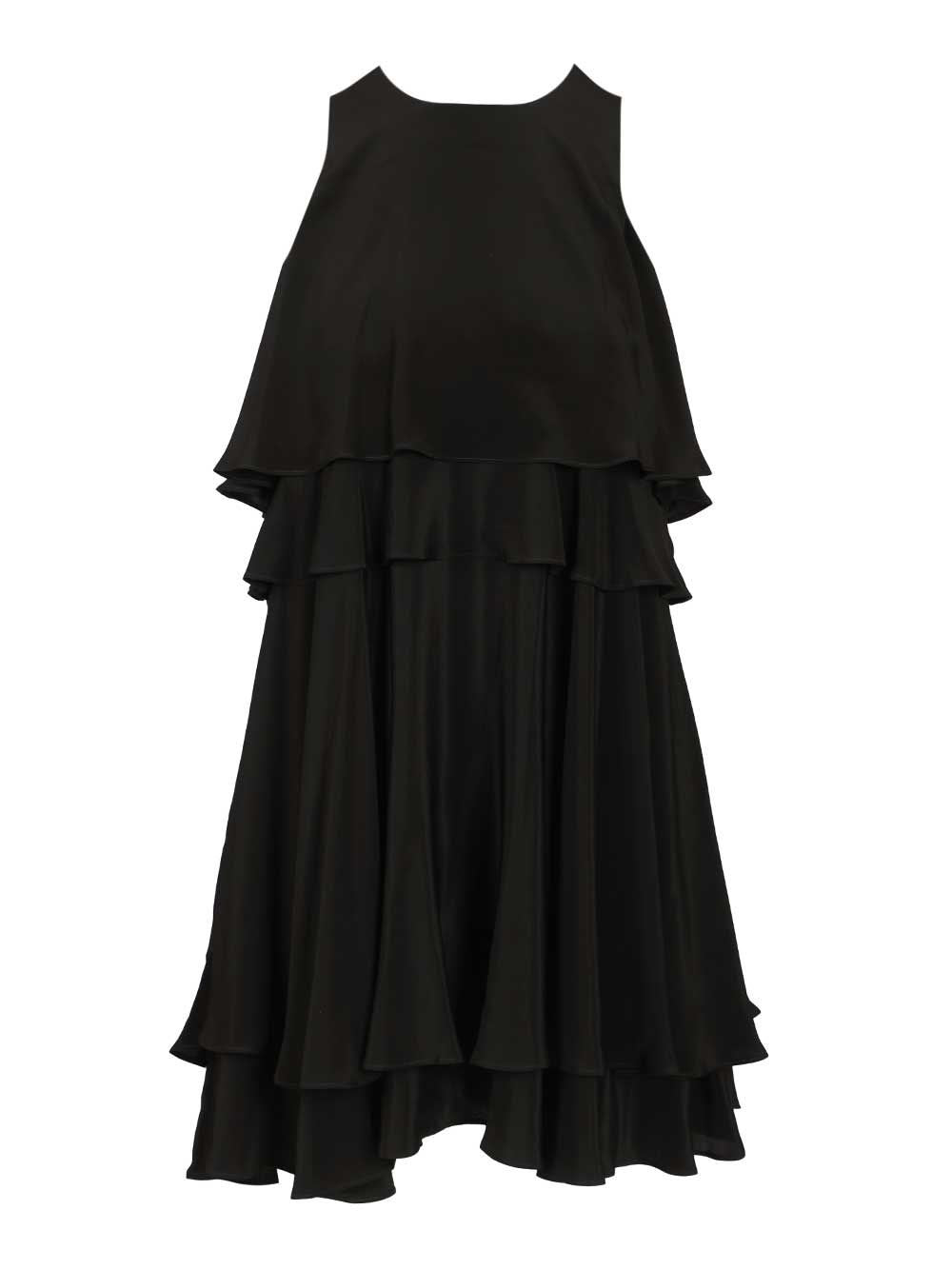 Ami Short Dress With Ruffles - Black