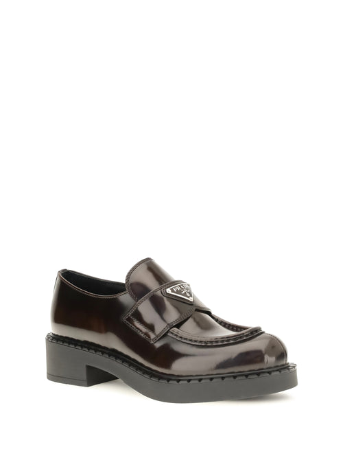 Prada Leather logo Loafers - Bruciato