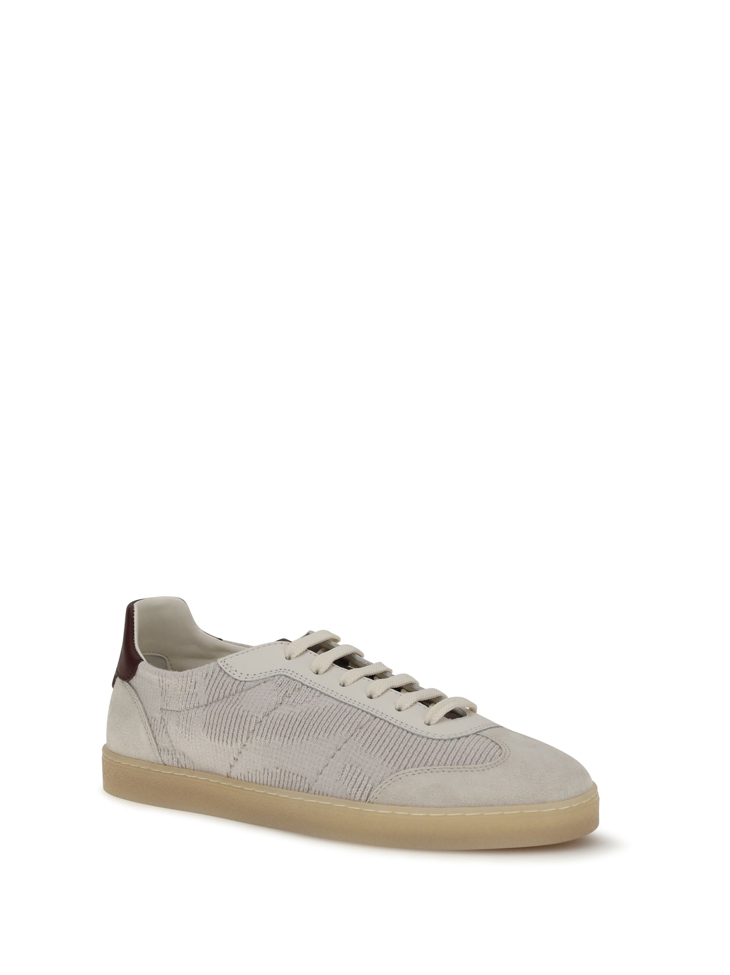 BRUNELLO CUCINELLI Cotton knit and leather Sneakers