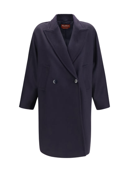 Max Mara Studio Double breasted wool drap Coat - Blue