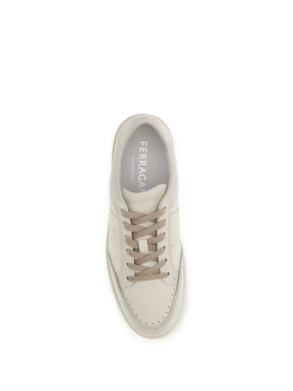 Ferragamo Leather Sneakers with logo - Mascarpone