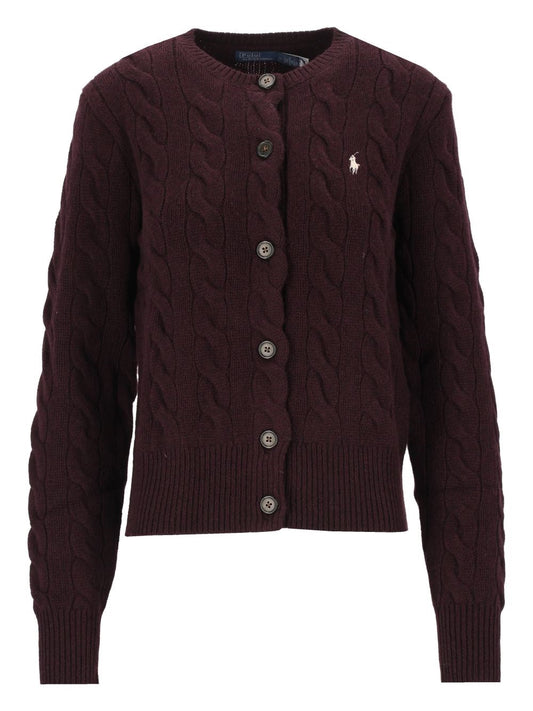 Polo Ralph Lauren Cable-Knit Wool And Cashmere Cardigan - Bordeaux