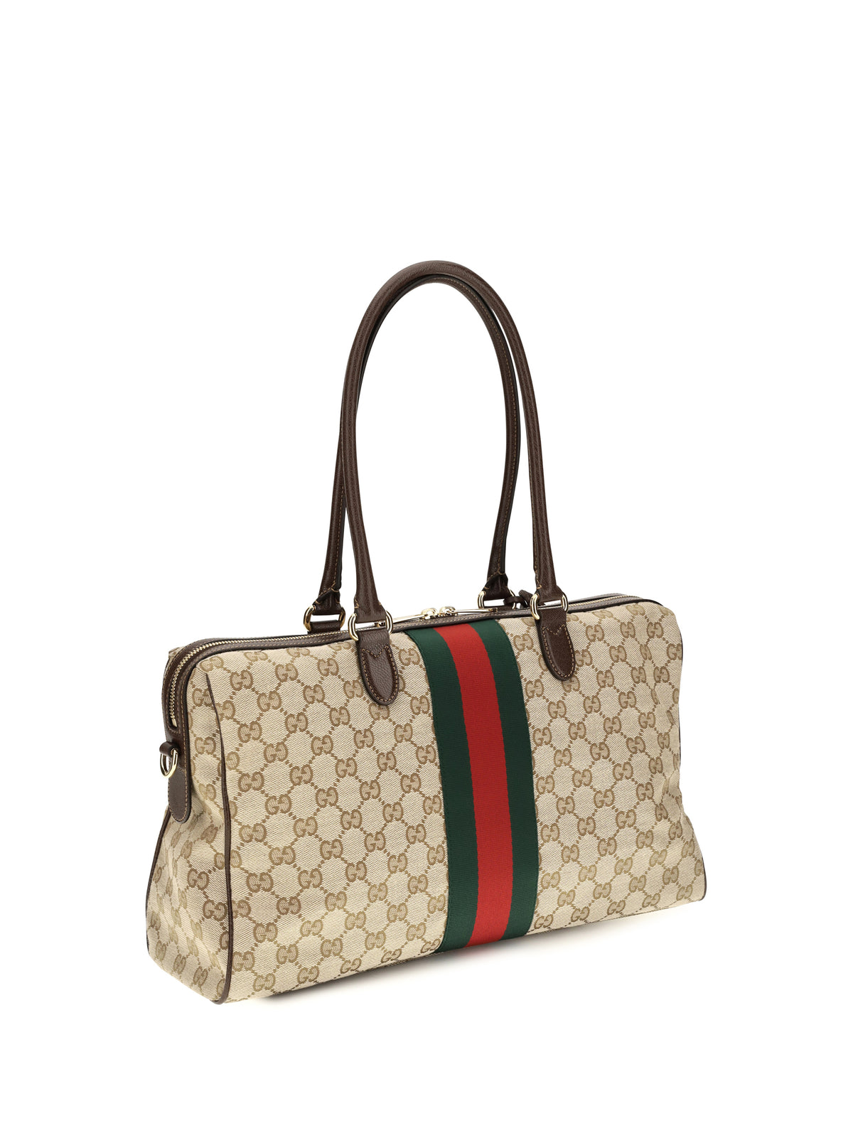 Gucci Large Horsebit Web top Handle Bag - Vint.Sand/Dk.Bro/Vrv