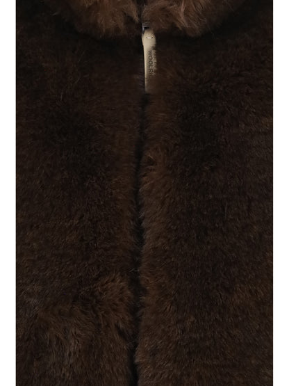 Woolrich Hybrid faux-fur and quilted nylon Vest - Dark Earth