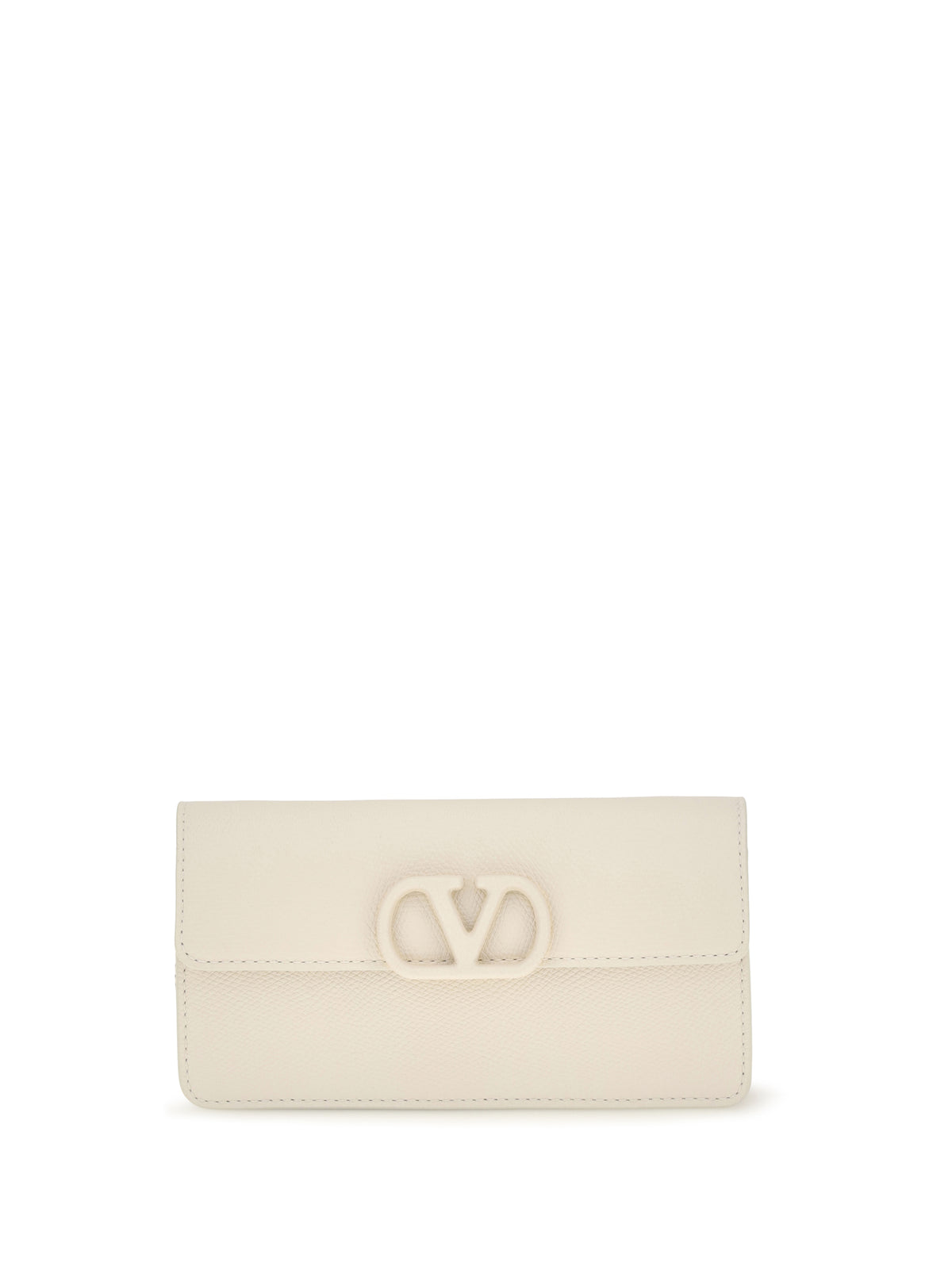 Valentino Garavani VLogo signature grainy calfskin chain Wallet - Light Ivory