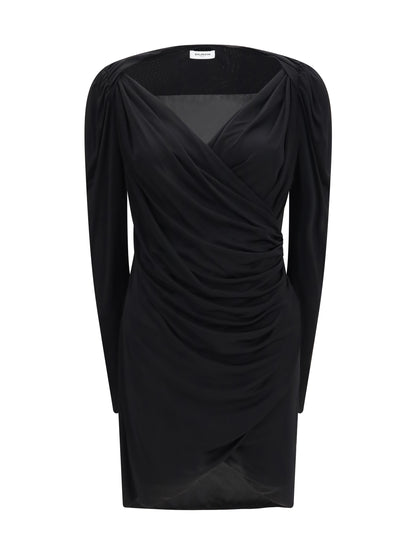 Balmain Draped jersey mini Dress - Noir
