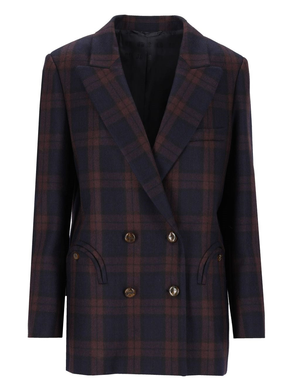Blazé Milano "Amanè Everynight" Checked Wool Blazer - Blue