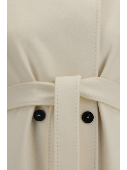 Max Mara Studio Double breasted wool Coat - White Lana