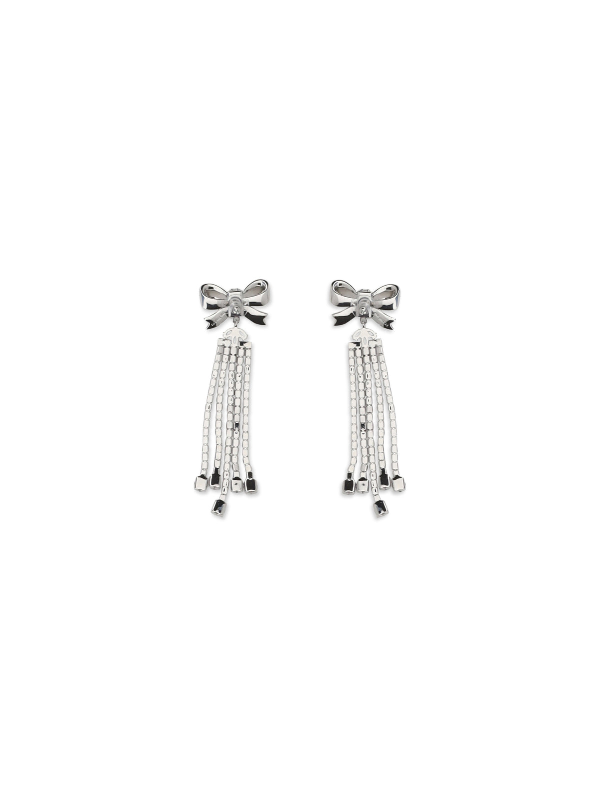 Self-Portrait Crystal Bow drop Earrings - Silver