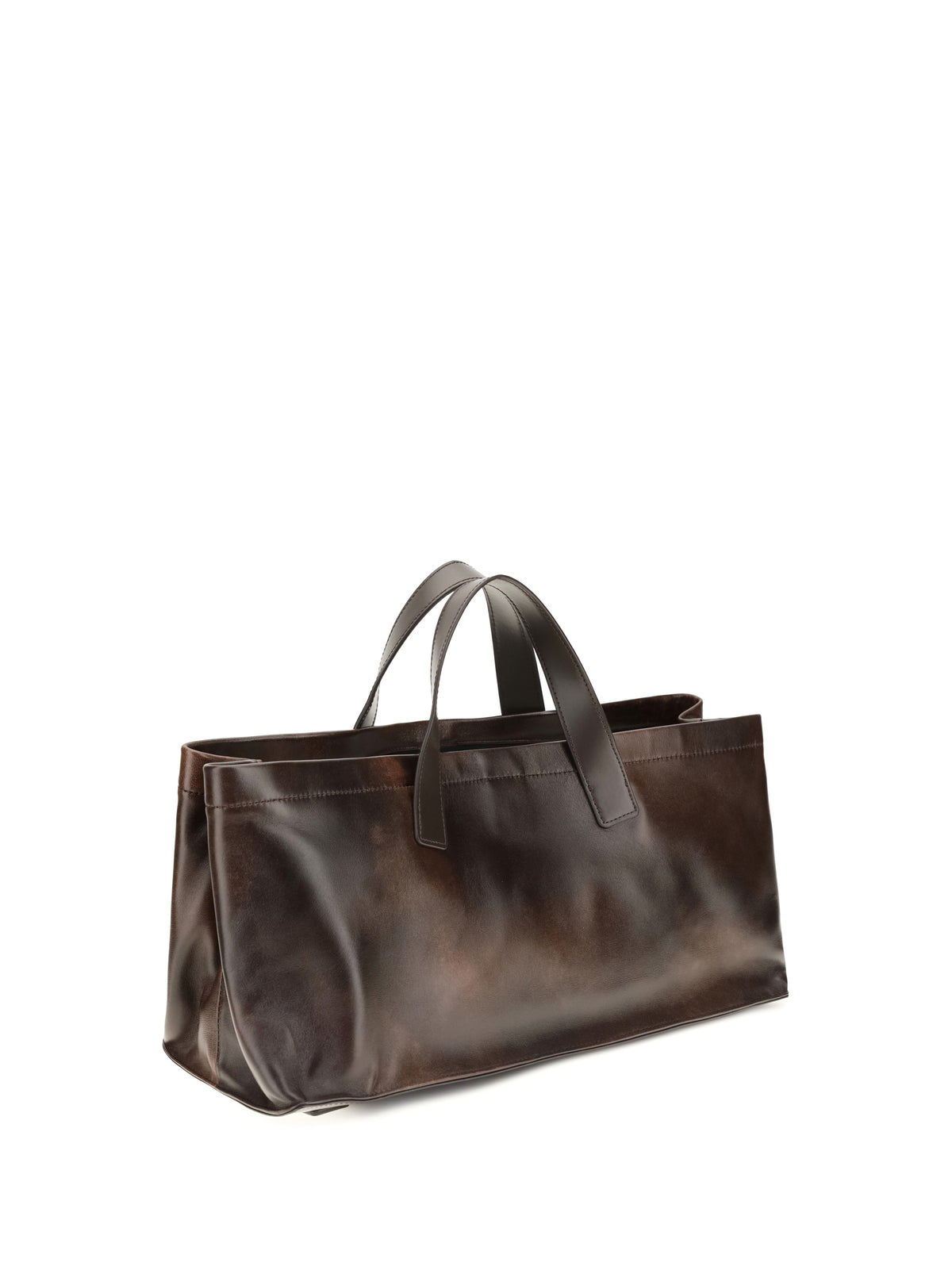 Staud Port Tote Handbag - Espresso Distressed
