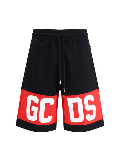 GCDS Band Logo Sweat Shorts - Black/Red