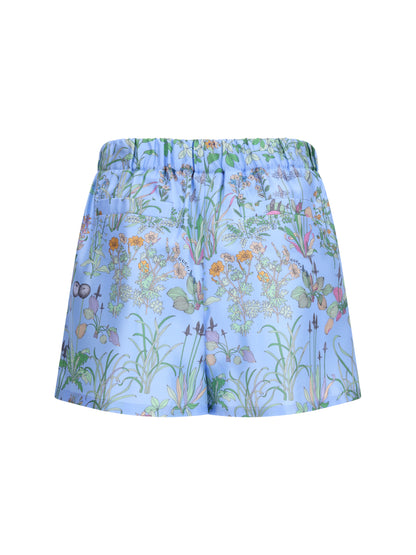 Gucci Printed silk twill Shorts - Azure/Ivory/Mc