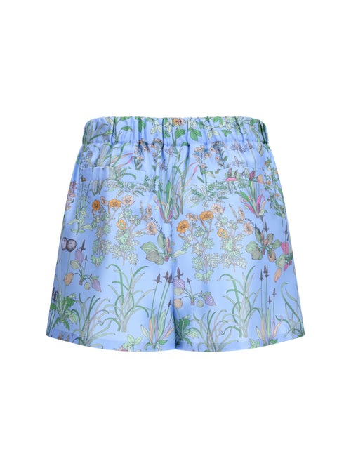 Gucci Printed silk twill Shorts - Azure/Ivory/Mc