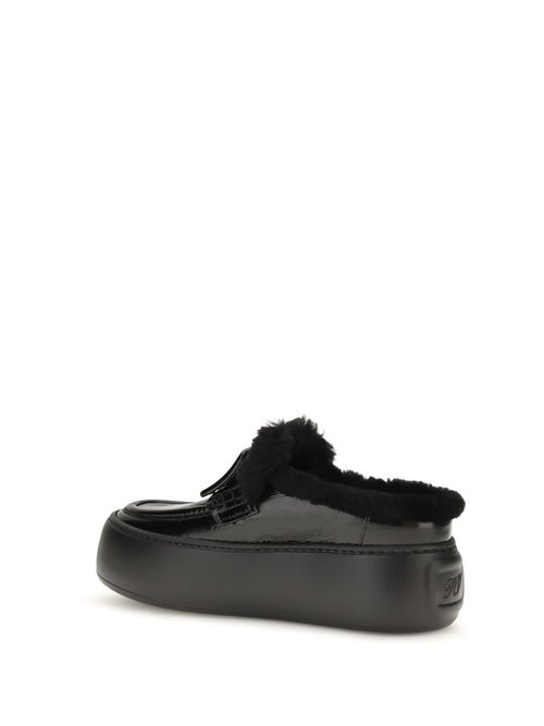 Roger Vivier Viv' Up Shearling Mules - Black