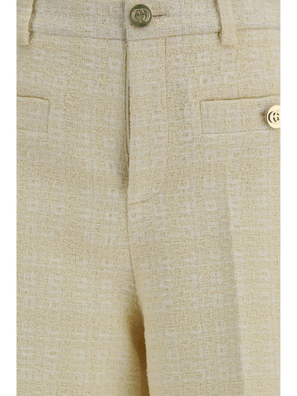 Gucci Cotton tweed check Pants - Beige/White