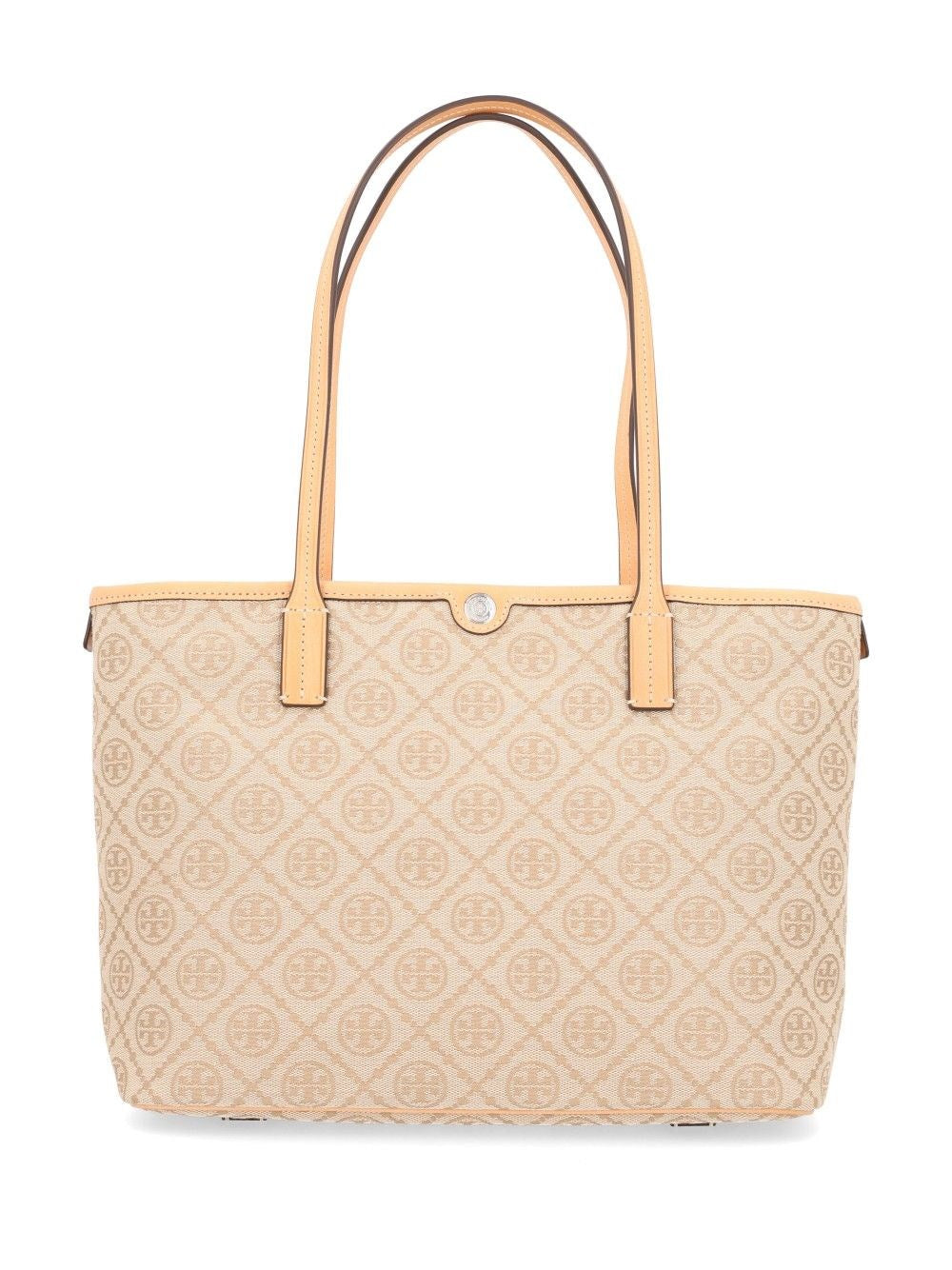 Tory Burch Small "T Monogram Zip" Tote Bag - Beige