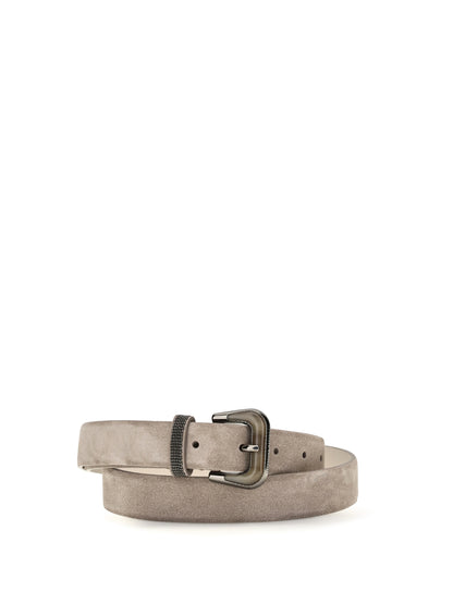 Brunello Cucinelli Suede Belt with Shiny Loop - Shore