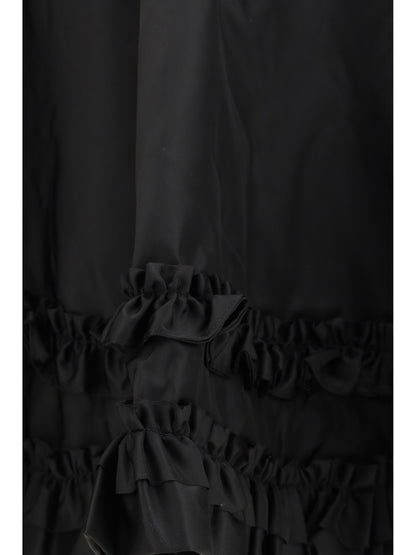 Ganni Duchesse Nylon Mini Frill Skirt - Black