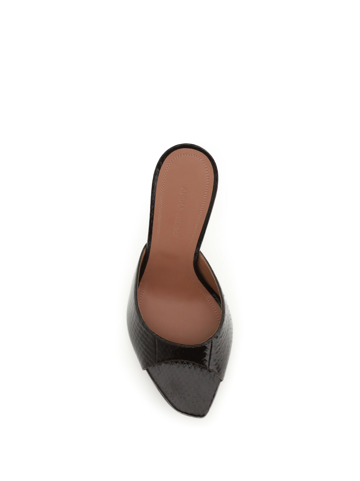 Amina Muaddi Alexa Croc-Effect Sandals - Shiny Coffee Snake