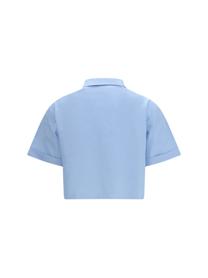 Miu Miu Poplin Shirt with ruffle details - Light Blue