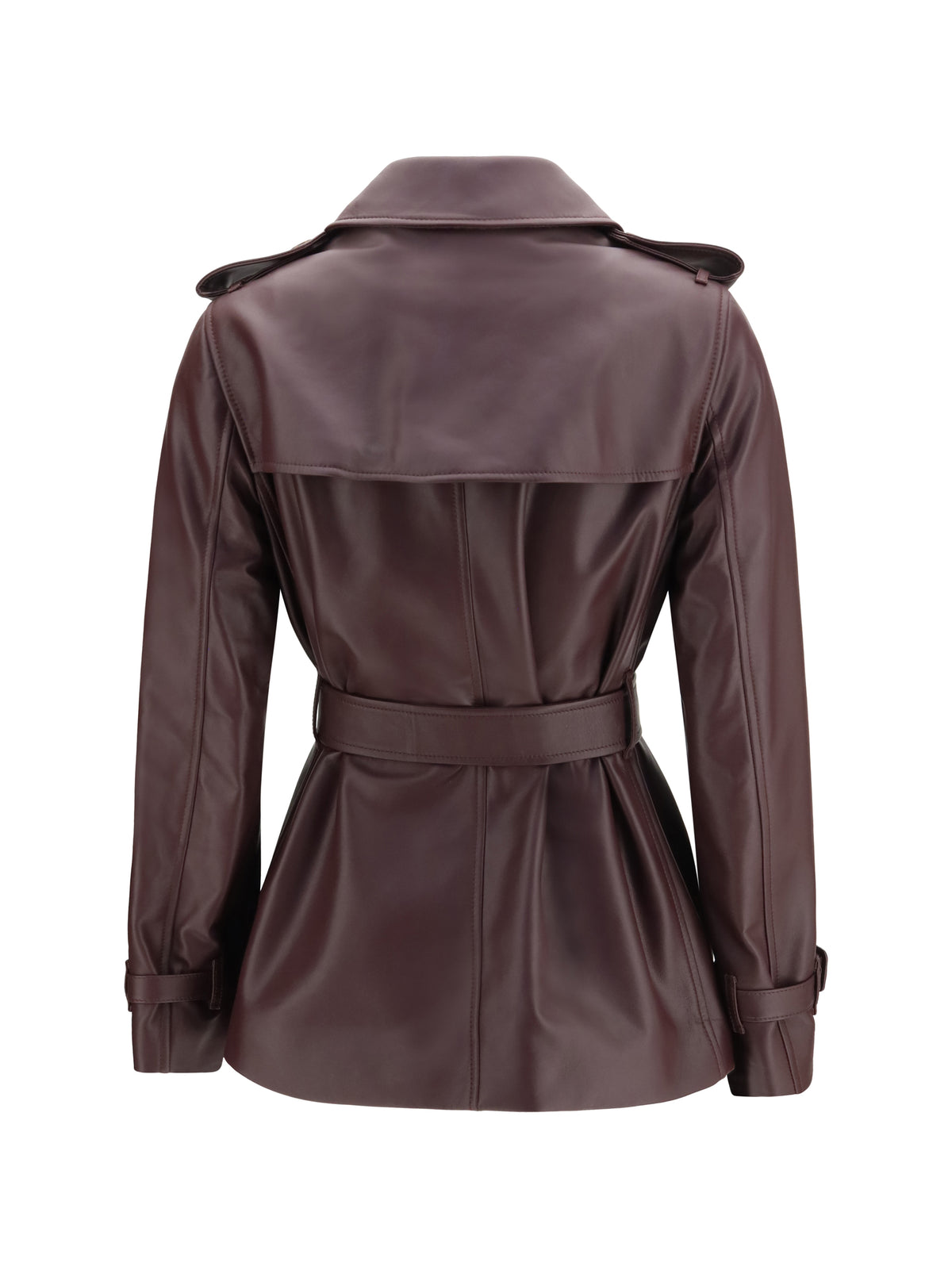 Burberry Short leather Trench Coat - Burgundy