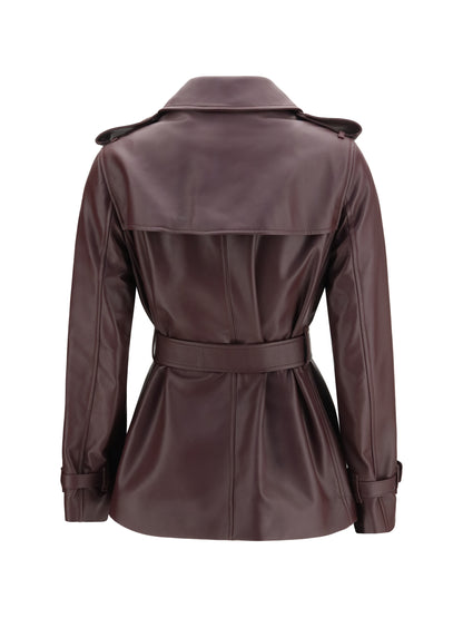 Burberry Short leather Trench Coat - Burgundy