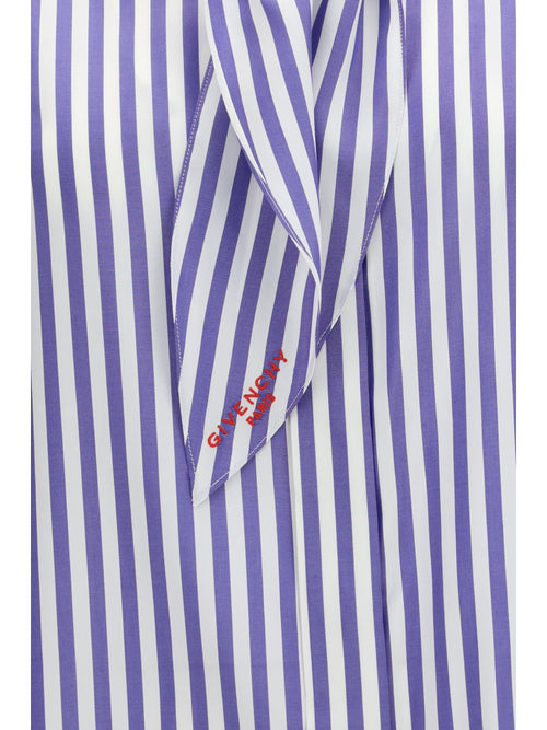 Givenchy Silk striped Cocoon Shirt with bow - Electric Blue/White