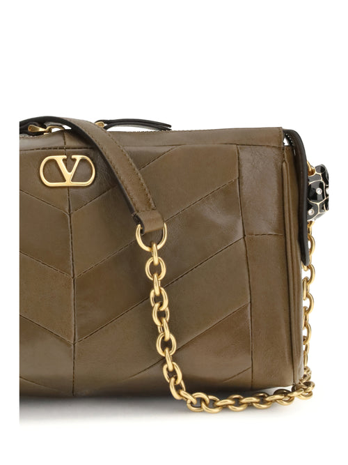 Valentino Small Panthea Chevron nappa Shoulder Bag - Tundra