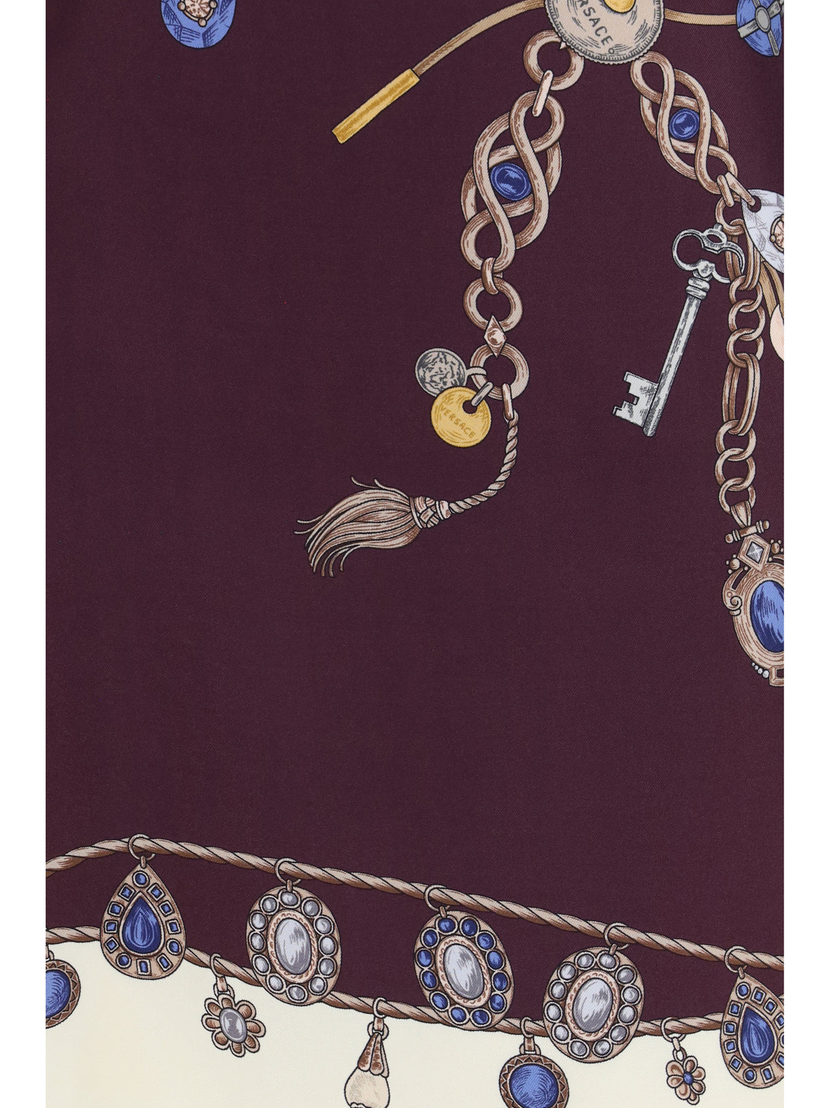 Versace Printed silk twill Mini Skirt - Burgundy+White+Gold