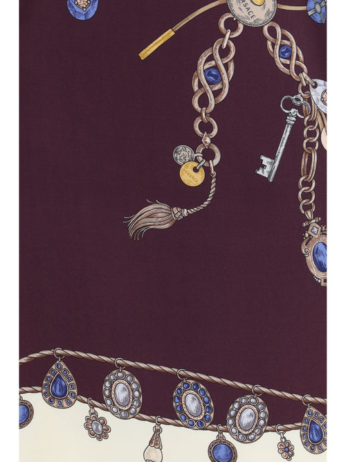 Versace Printed silk twill Mini Skirt - Burgundy+White+Gold