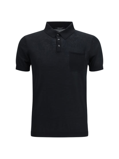 Aragona Cashmere Short-sleeve Polo in cotton - Black