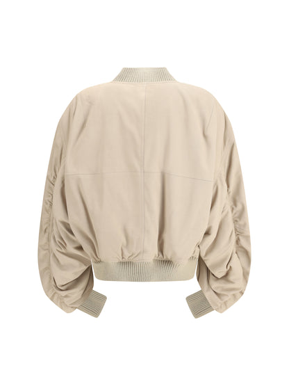 Rick Owens Secchia Flight Bomber in lamb leather - Sand/Euca