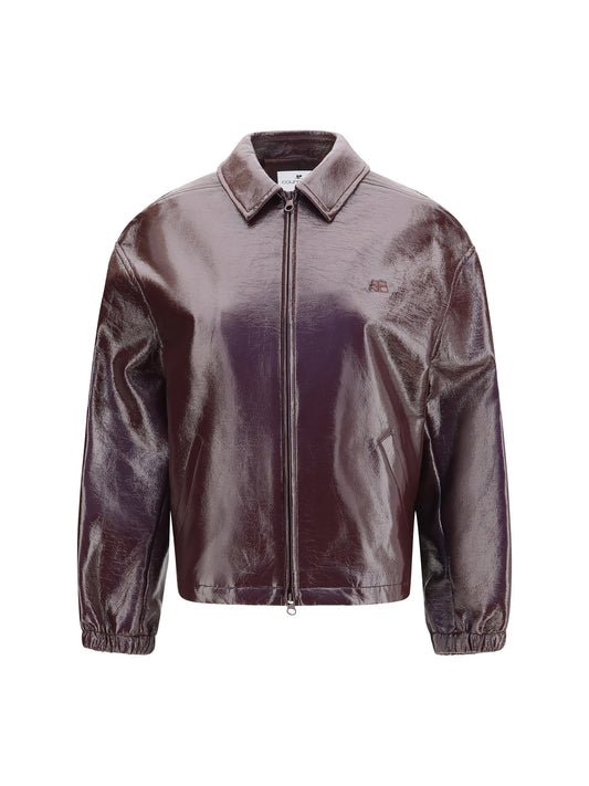 Courrèges Vinyl Bomber Jacket - Burnt Red