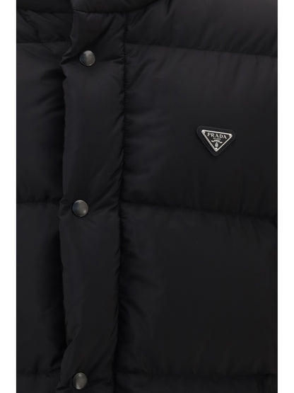 Prada Puffer Jacket Re-Nylon with Triangle Logo - Black