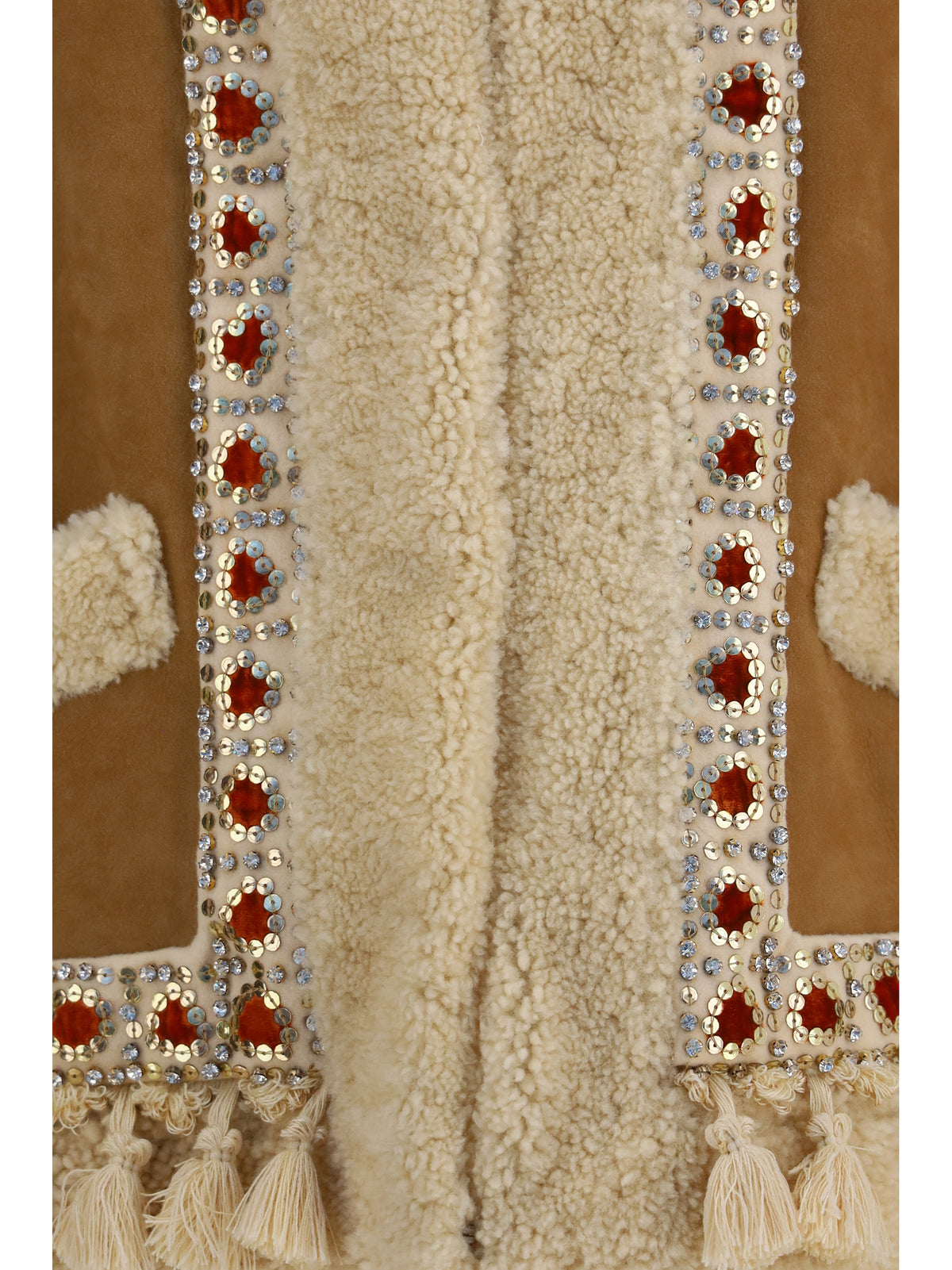 Valentino Suede and fur Vest - Camel/Multicolor