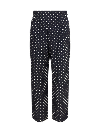 Valentino Polka-dot crêpe de chine Pants - Black/Betulla