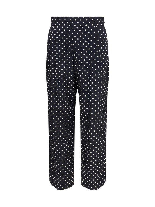Valentino Polka-dot crêpe de chine Pants - Black/Betulla