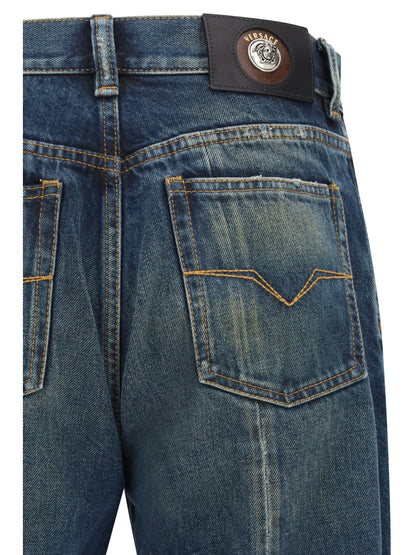 VERSACE Distressed straight-leg Jeans