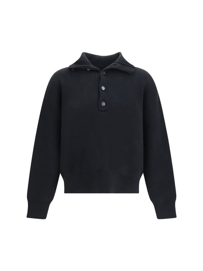 Ami Paris High-neck buttoned Sweater - Noir