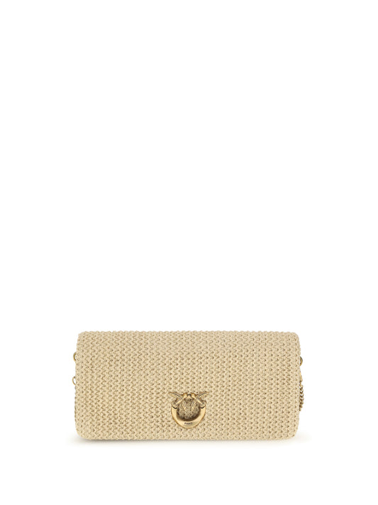 PINKO Love Bag Click Soft Horizontal Classic in raffia