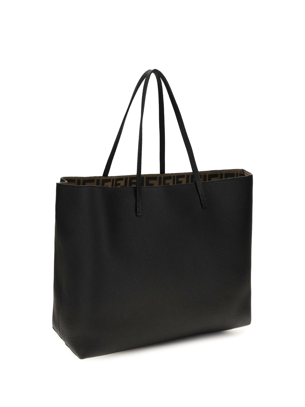 Fendi Medium Roll Roman leather Shopping Bag - Nero+Moro