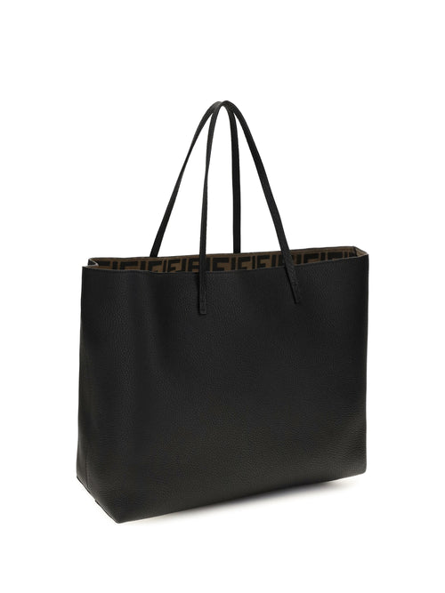 Fendi Medium Roll Roman leather Shopping Bag - Nero+Moro