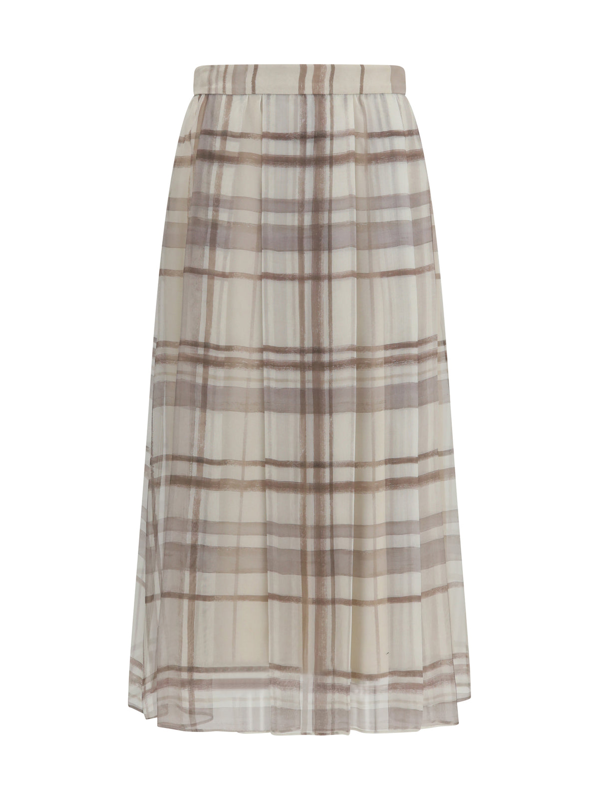 Brunello Cucinelli Silk Midi Skirt - Panama/Brown